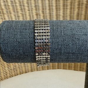 Vintage Sparkling Silver Metal Tile Bracelet